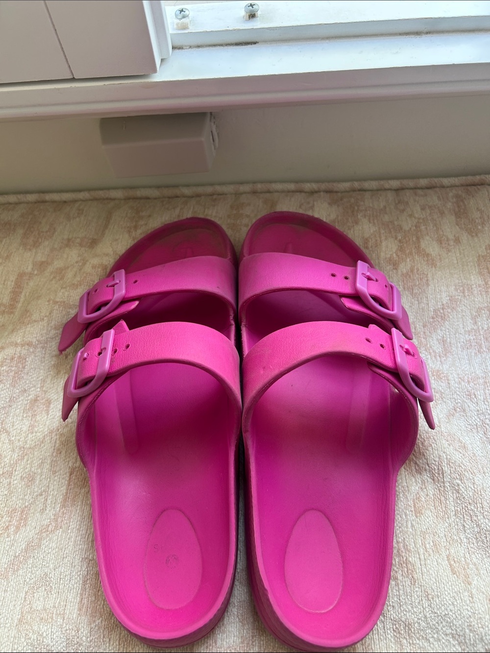 Target Women's Hot Pink Double Buckle Slide Sandals